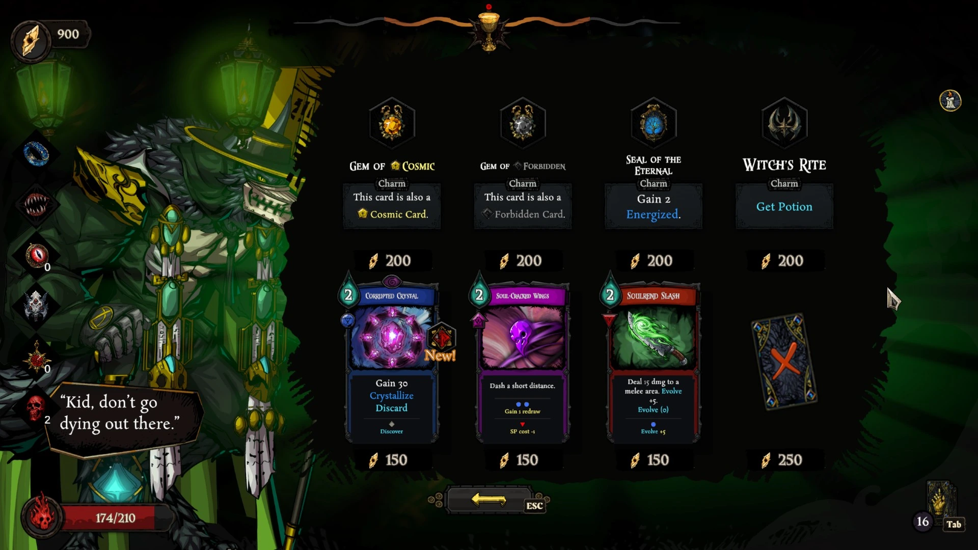 Golden Swirl shop offering cards and charms for a deck